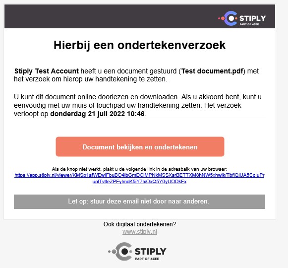 Digitaal ondertekenverzoek via de mail