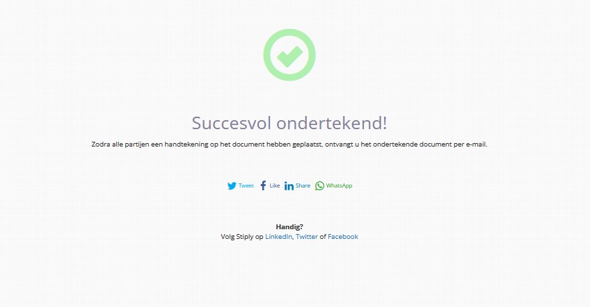 digitale handtekening succesvol geplaatst