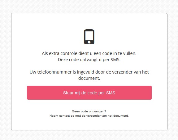 SMS authenticatie bij de digitale handtekening