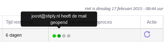 Stap twee is afgerond, de ondertekenaar heeft de mail geopend.