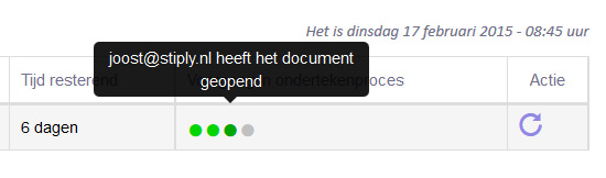 Stap drie is afgerond, de ondertekenaar heeft het document geopend.